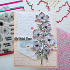 Pink and Main Vintage Script 6x6 Embossing Folder pmt113 get well soon