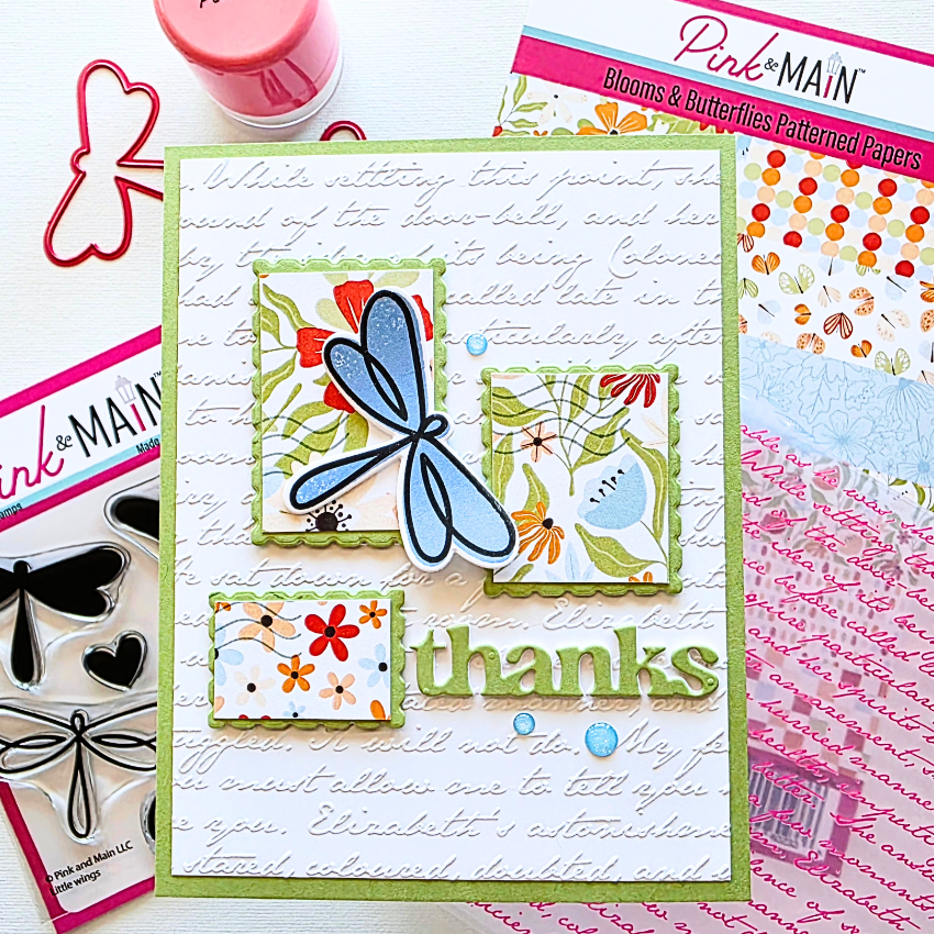 Pink and Main Vintage Script 6x6 Embossing Folder pmt113 thanks