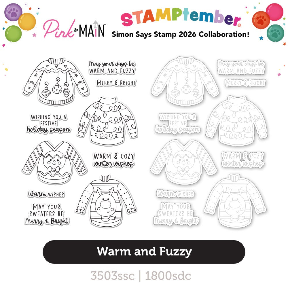 Pink and Main Warm and Fuzzy STAMPtember Exclusive Stamps and Dies