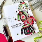 Pink and Main Warm and Fuzzy STAMPtember Exclusive Stamps and Dies Emily Midgett Holiday Sweaters Card 