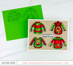 Pink and Main Warm and Fuzzy STAMPtember Exclusive Stamps and Dies Heather Ruwe Holiday Sweaters Card 