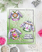 Pink and Main Warm and Fuzzy STAMPtember Exclusive Stamps and Dies Nicky Meek Holiday Sweaters Card 