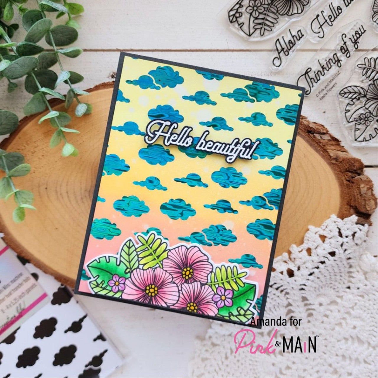 Pink and Main Waterfall Teal CheerFoil Roll PMF088 clouds