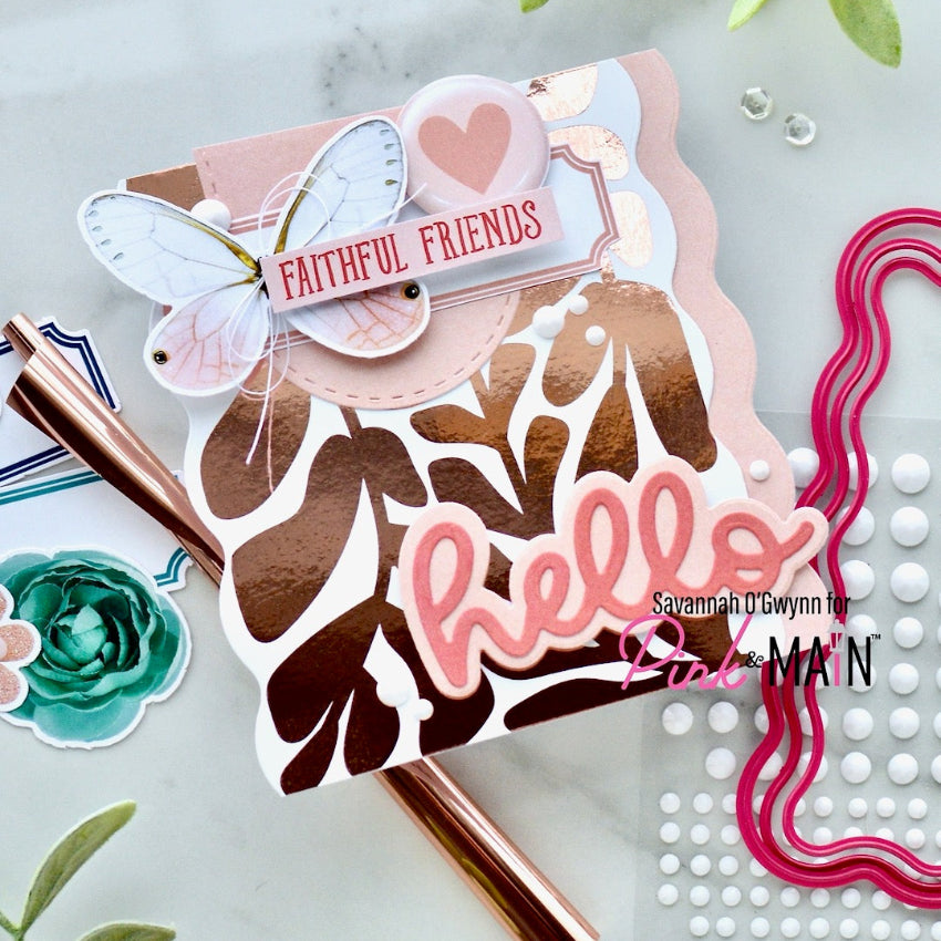 Pink and Main Wavy Frames Dies pnm839 hello friend