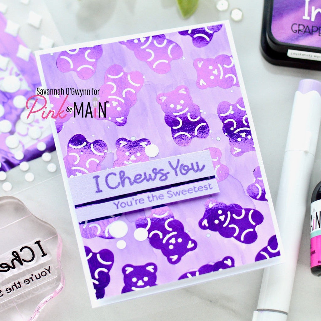 Pink and Main White Glitter Enamel Shapes pmgd057 purple bears