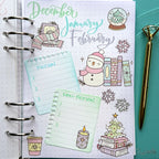 Pink and Main Winter Bookish Rub-ons pmr019 journal page