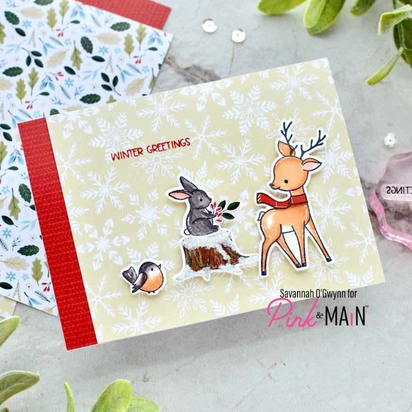 Pink and Main Winter Pals Clear Stamps pm0799 bunny