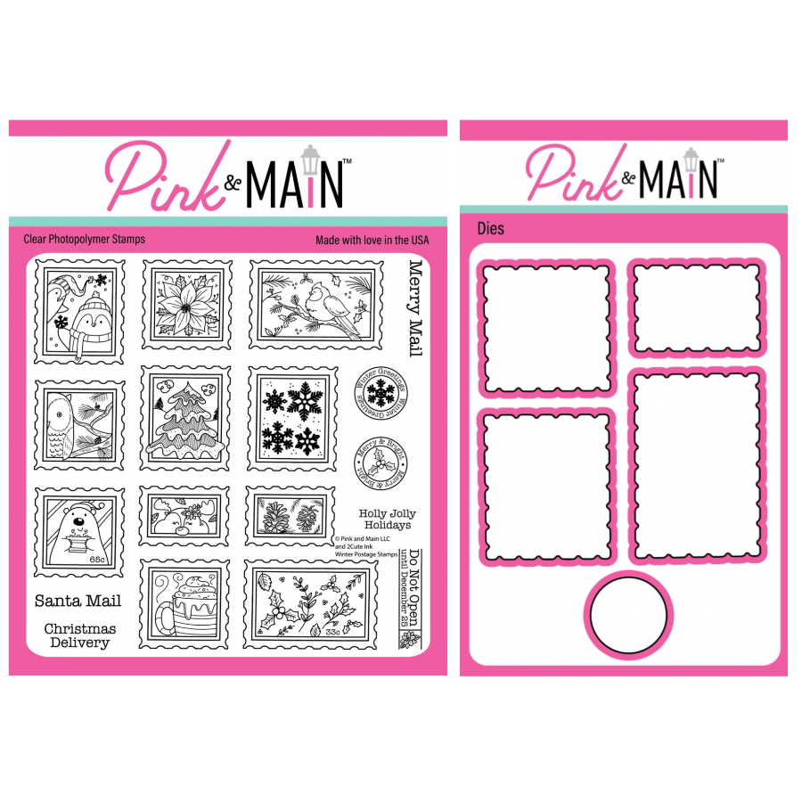 Pink and Main Winter Postage Clear Stamp and Postage Stamp Die Set