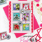 Pink and Main Winter Postage Stamps pm0820 penguins