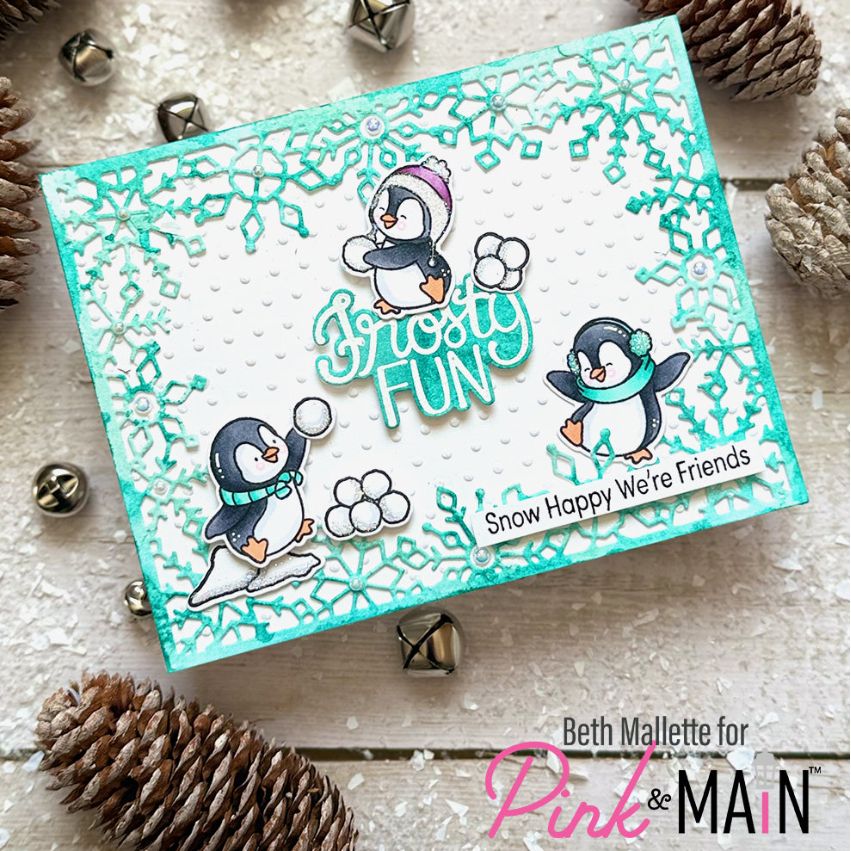 Pink and Main Winter Spotlight Sayings Clear Stamp and Die Set penguins