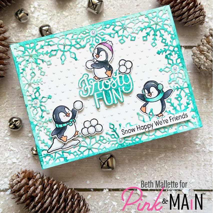 Pink and Main Winter Spotlight Sayings Clear Stamps pm0831 penguins