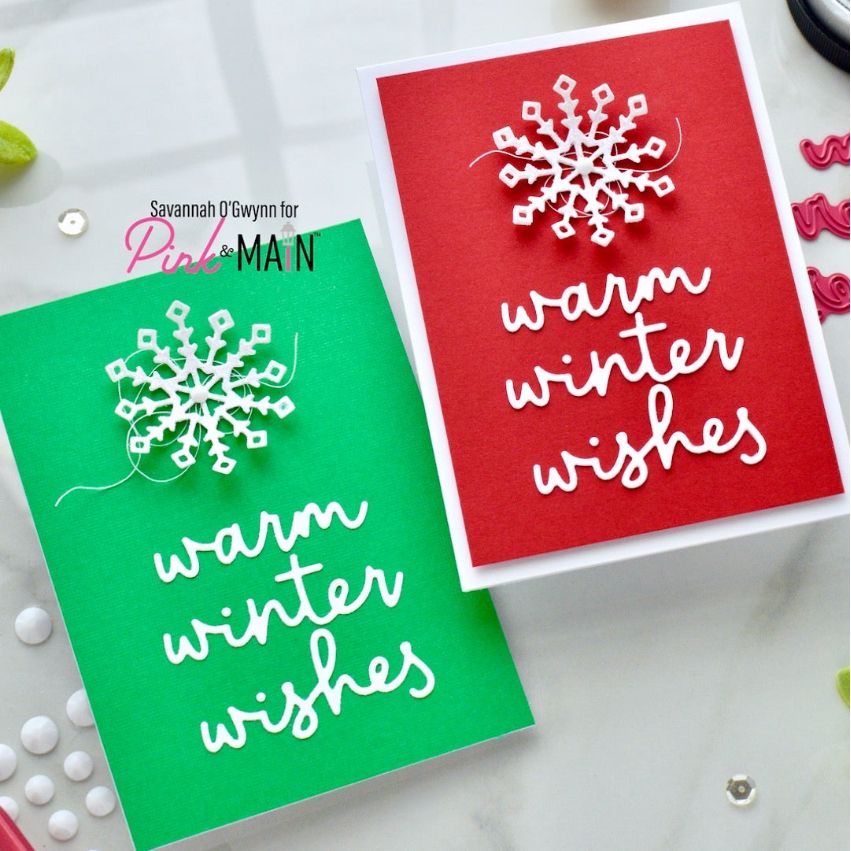 Pink and Main Winter Wishes Word Dies pnm802 red and green