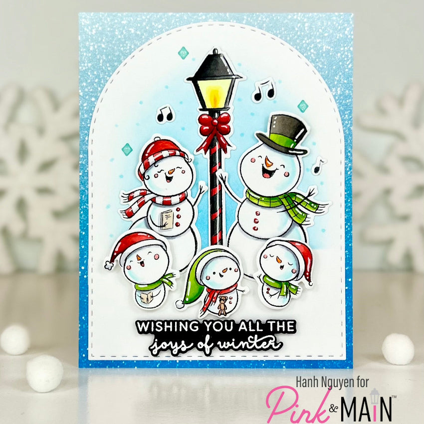 Pink and Main Worth Melting For Clear Stamp and Die Set wishing you the joys of winter