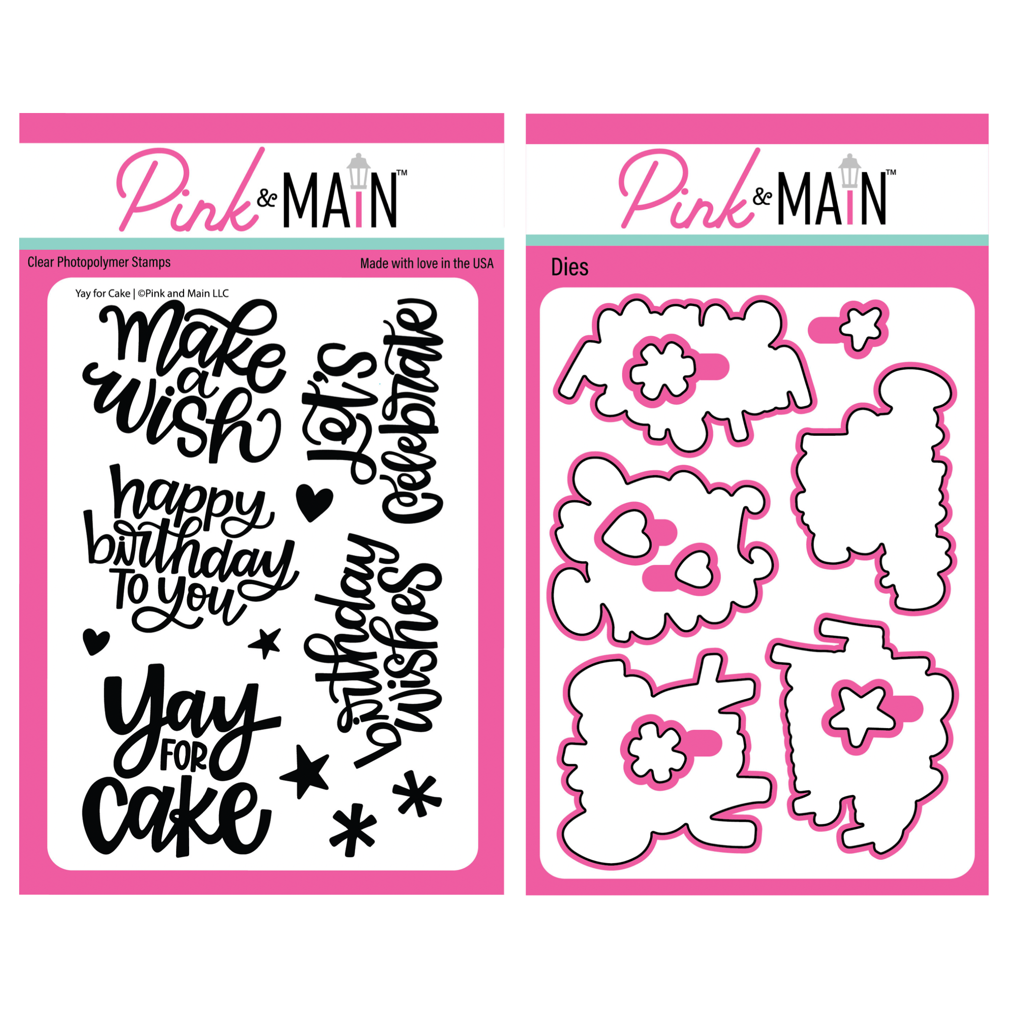 Pink and Main Yay For Cake Clear Stamp and Die Set
