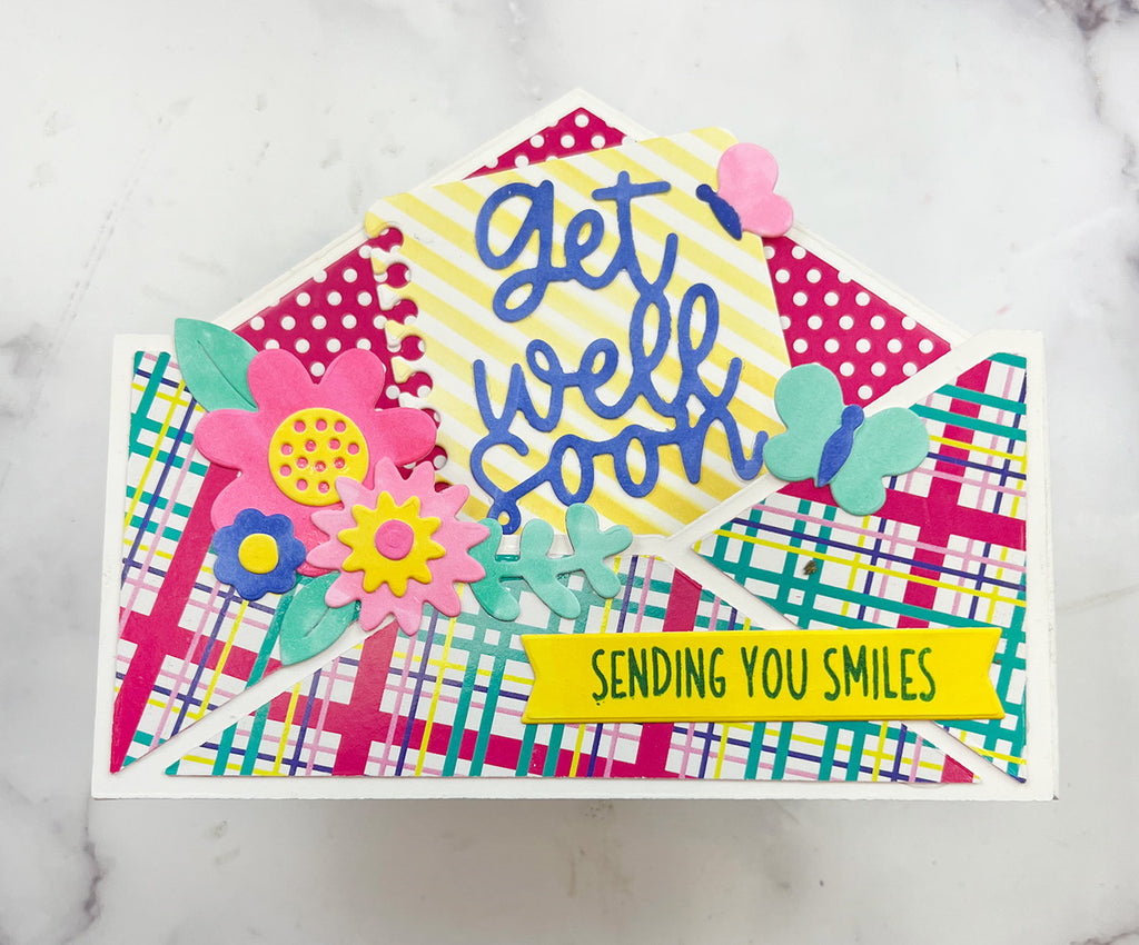 Pink and Main Envelope Pop Up Card Dies PNM496 Get Well