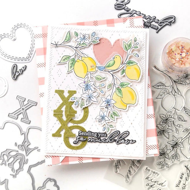 Pinkfresh Studio Heart Of Gold Stencils 227224 Sending Love Card | color-code:ALT01