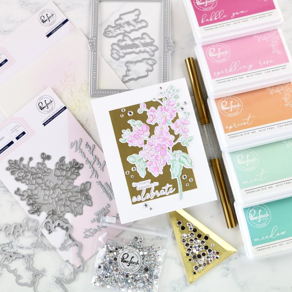 Pinkfresh Studio Always Smiling Press Plates 259224 So Many Reasons To Celebrate Card | color-code:ALT02