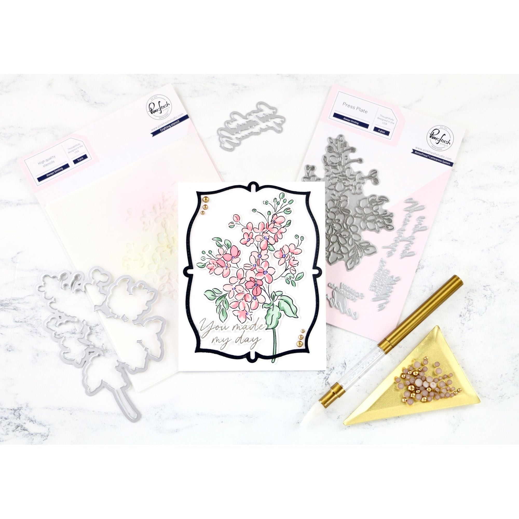 Pinkfresh Studio Always Smiling Press Plates 259224 You Made My Day Card | color-code:ALT01
