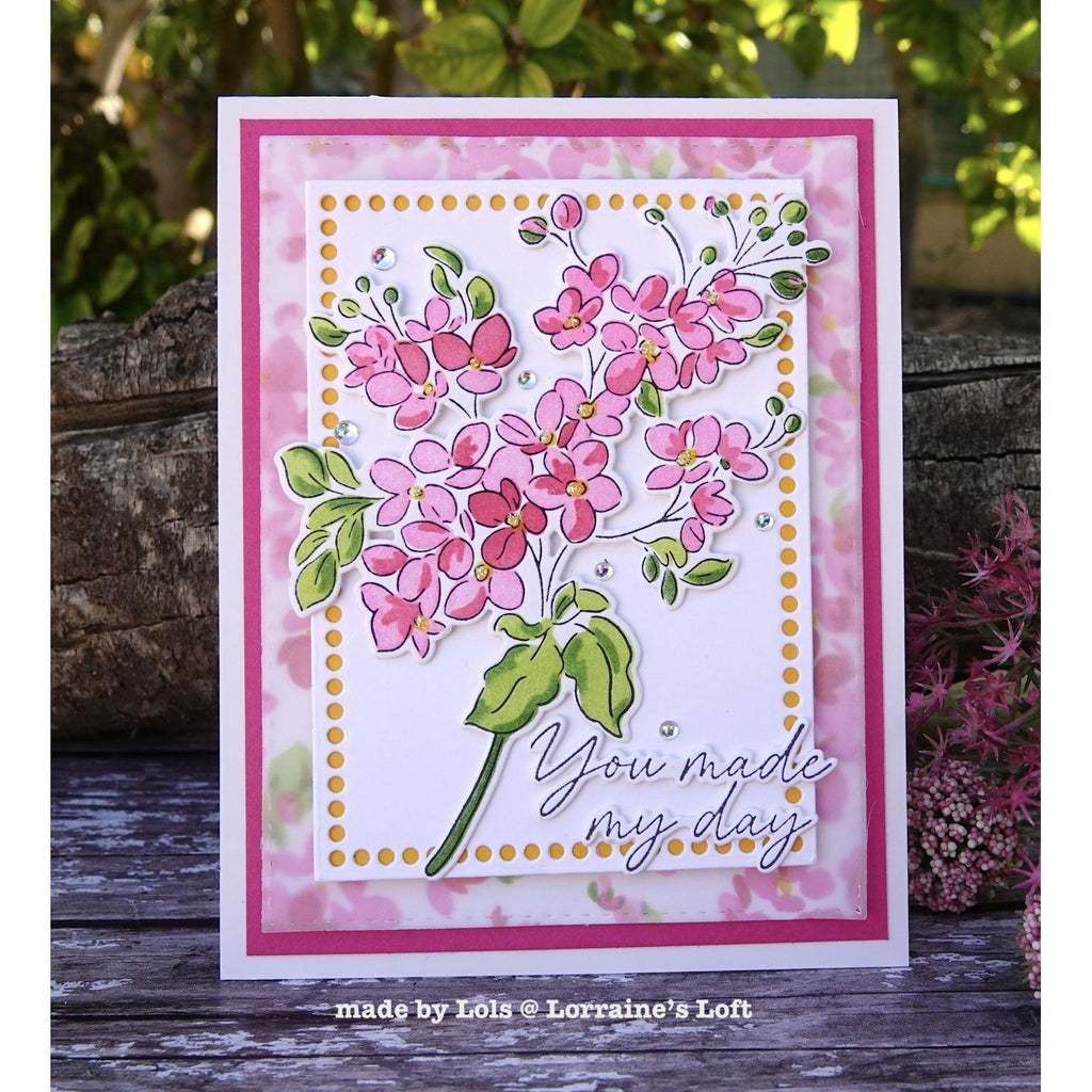 Pinkfresh Studio Always Smiling Stamps Dies Stencils And Press Plates Bundle Pink Floral Card | color-code:ALT04