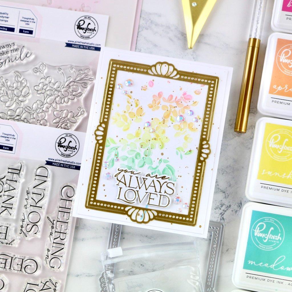 Pinkfresh Studio Always Smiling Stencils 259124 Always Loved Card | color-code:ALT02