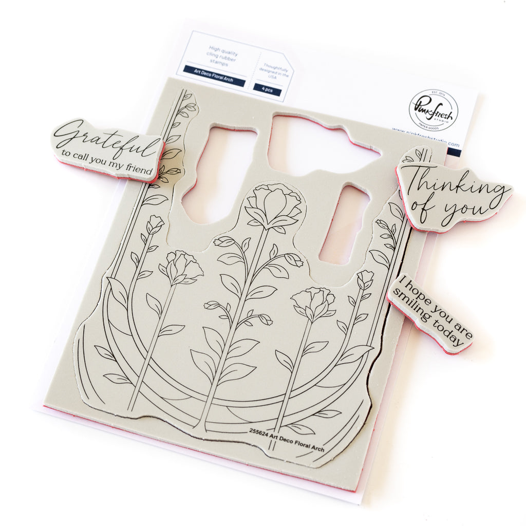 Pinkfresh Studio Art Deco Floral Arch Cling Stamps 255624 Popped Out Pieces