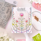 Pinkfresh Studio Art Deco Floral Arch Stamps Dies Stencils And Press Plates Bundle Grateful to call you my friend Card