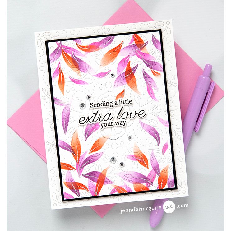 Pinkfresh Studio Artsy Floral Clear Stamps 240724 Textured Leaves Card | color-code:ALT06