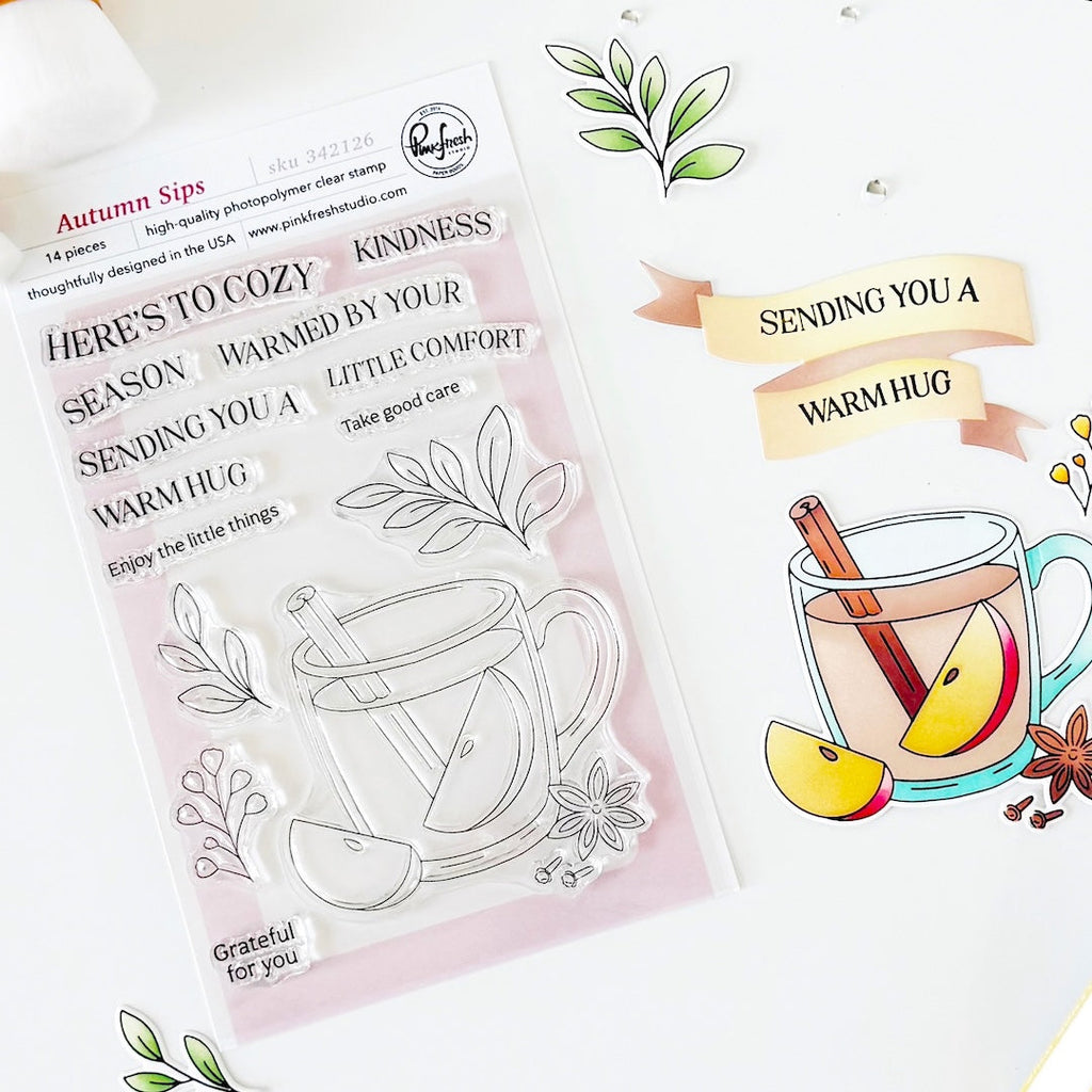 Pinkfresh Studio Autumn Sips Clear Stamps 342126