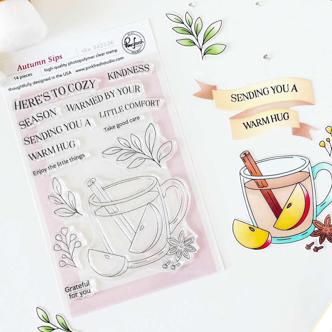 Pinkfresh Studio Autumn Sips Clear Stamps 342126