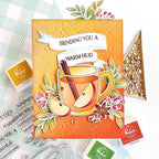 Pinkfresh Studio Autumn Sips Clear Stamps Dies Stencils And Press Plates Bundle Warm Hugs Card