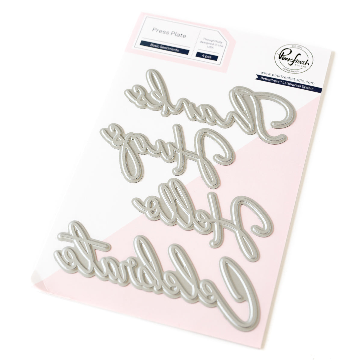 Pinkfresh Studio Basic Sentiments Stamps Dies And Press Plates Bundle 264424