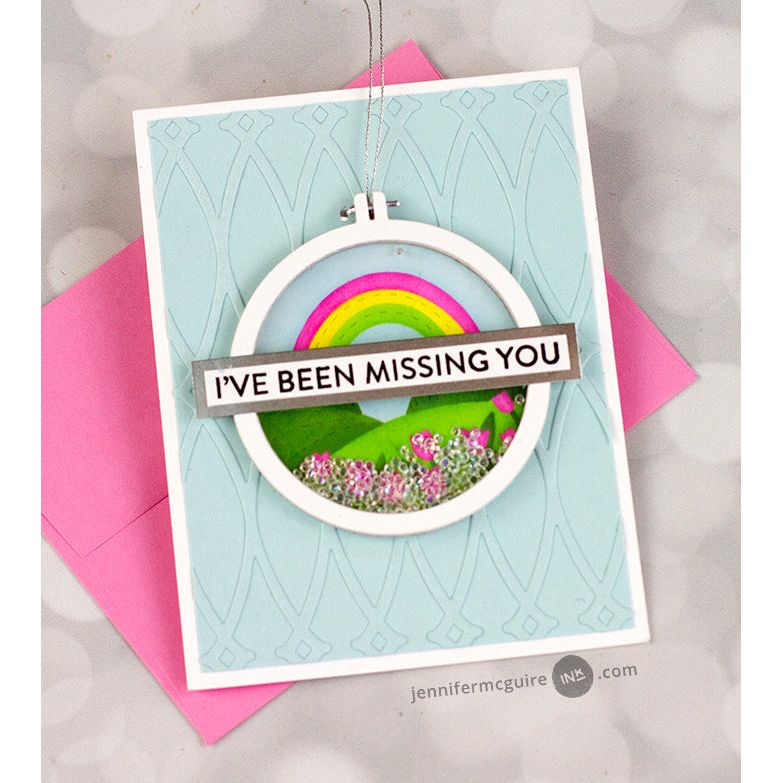 Pinkfresh Studio Basic Sentiments Stamps Dies And Press Plates Bundle Rainbow Card | color-code:ALT06