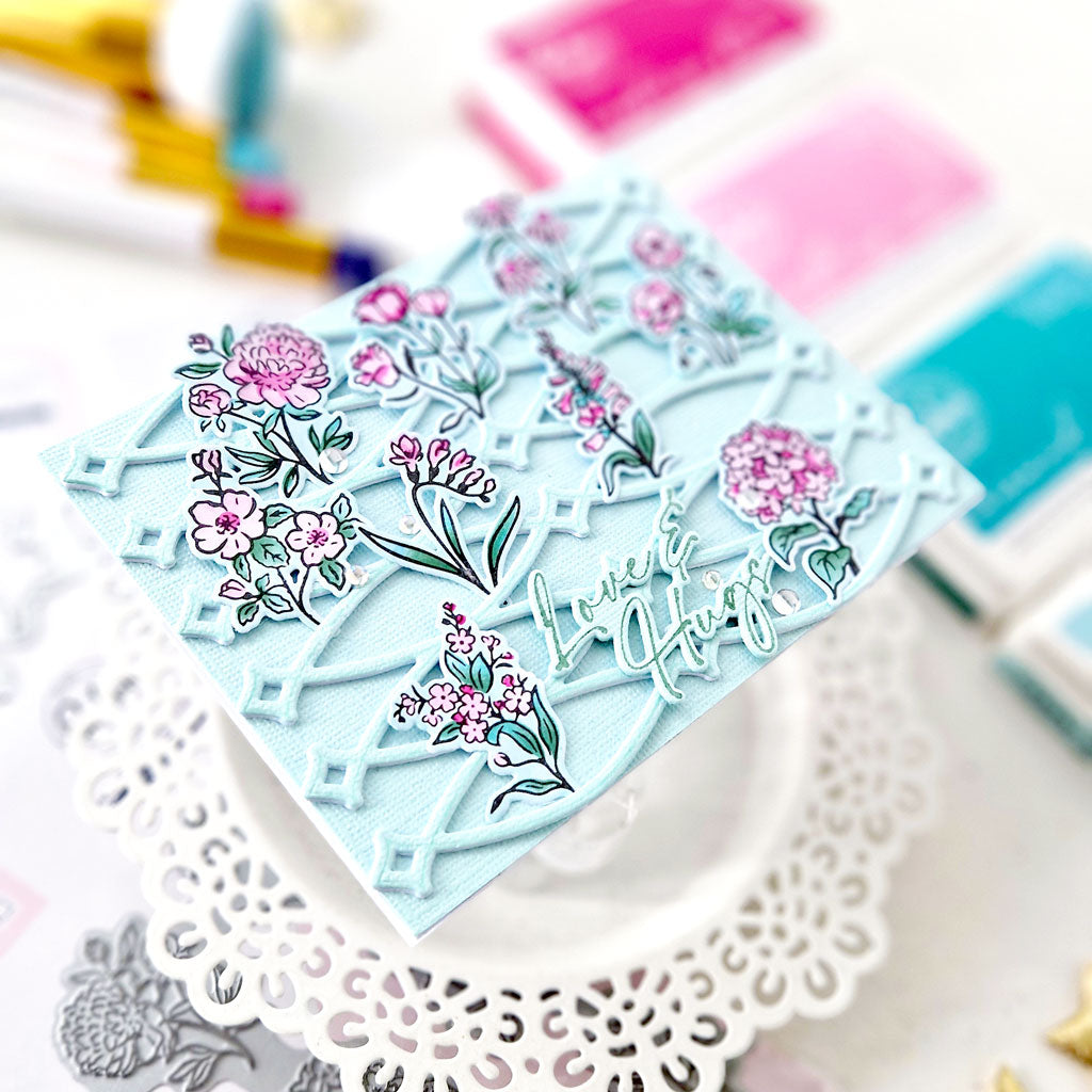 Pinkfresh Studio Beautiful Botanicals Press Plate 264824 Love And Hugs Card | color-code:ALT01