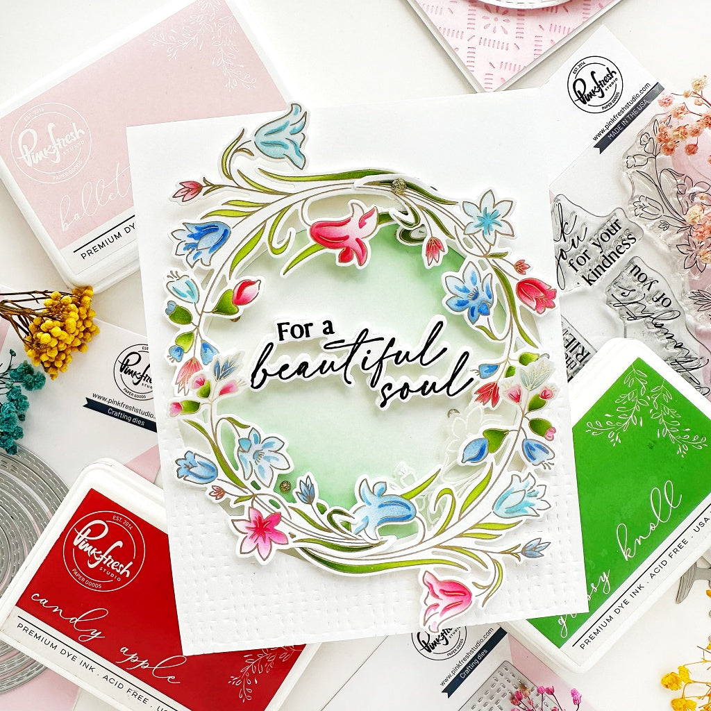 Pinkfresh Studio Beautiful Soul Stencils 272425 Floral Encouragement Card
