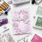 Pinkfresh Studio Best Wishes Stamps Dies Stencils And Hot Foil Plate Bundle Andrea Card