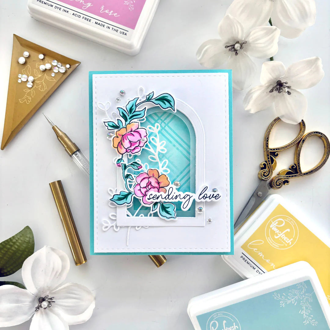 Pinkfresh Studio Best Wishes Stamps Dies Stencils And Hot Foil Plate Bundle Tina Smith Card