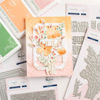 Pinkfresh Studio Blanket Stitched Octagons Dies pf162es Just Saying Hello Floral Card