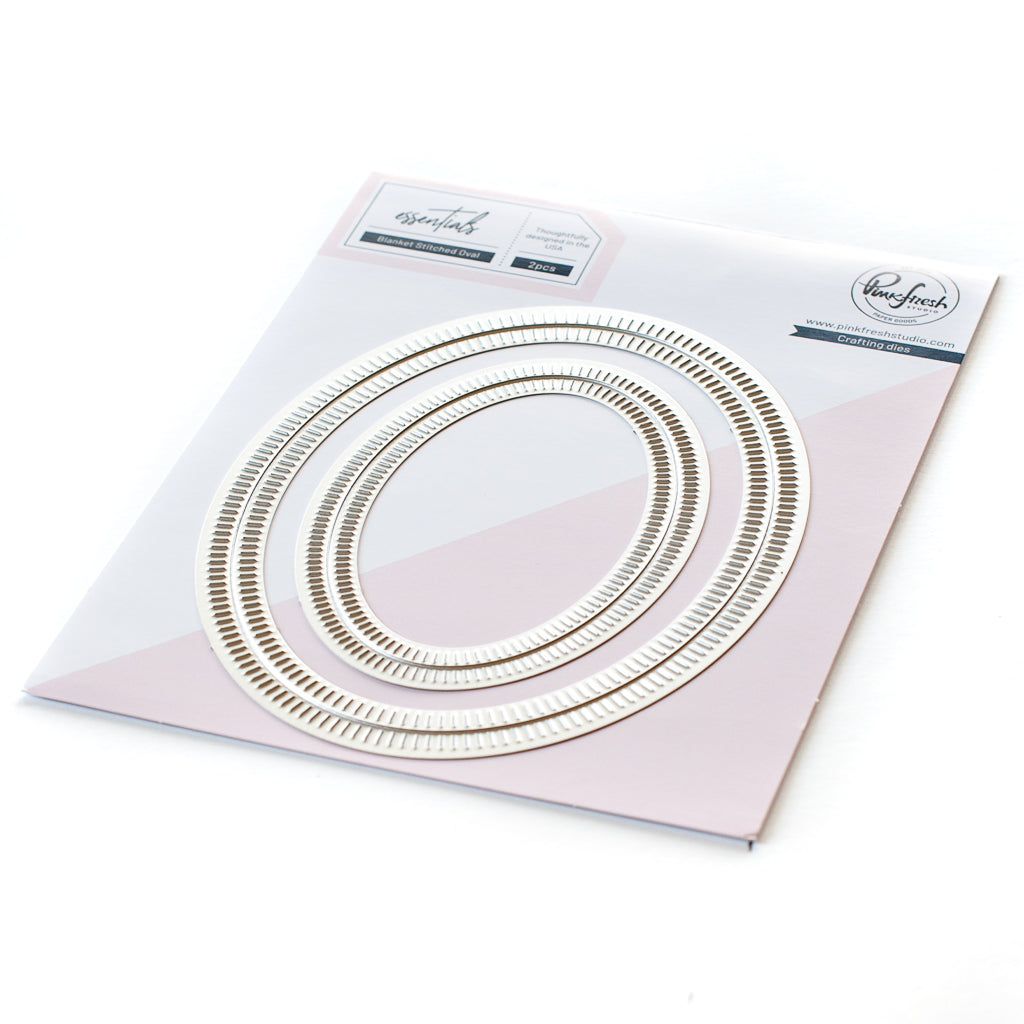 Pinkfresh Studio Blanket Stitched Oval Essentials Die Set pf059es