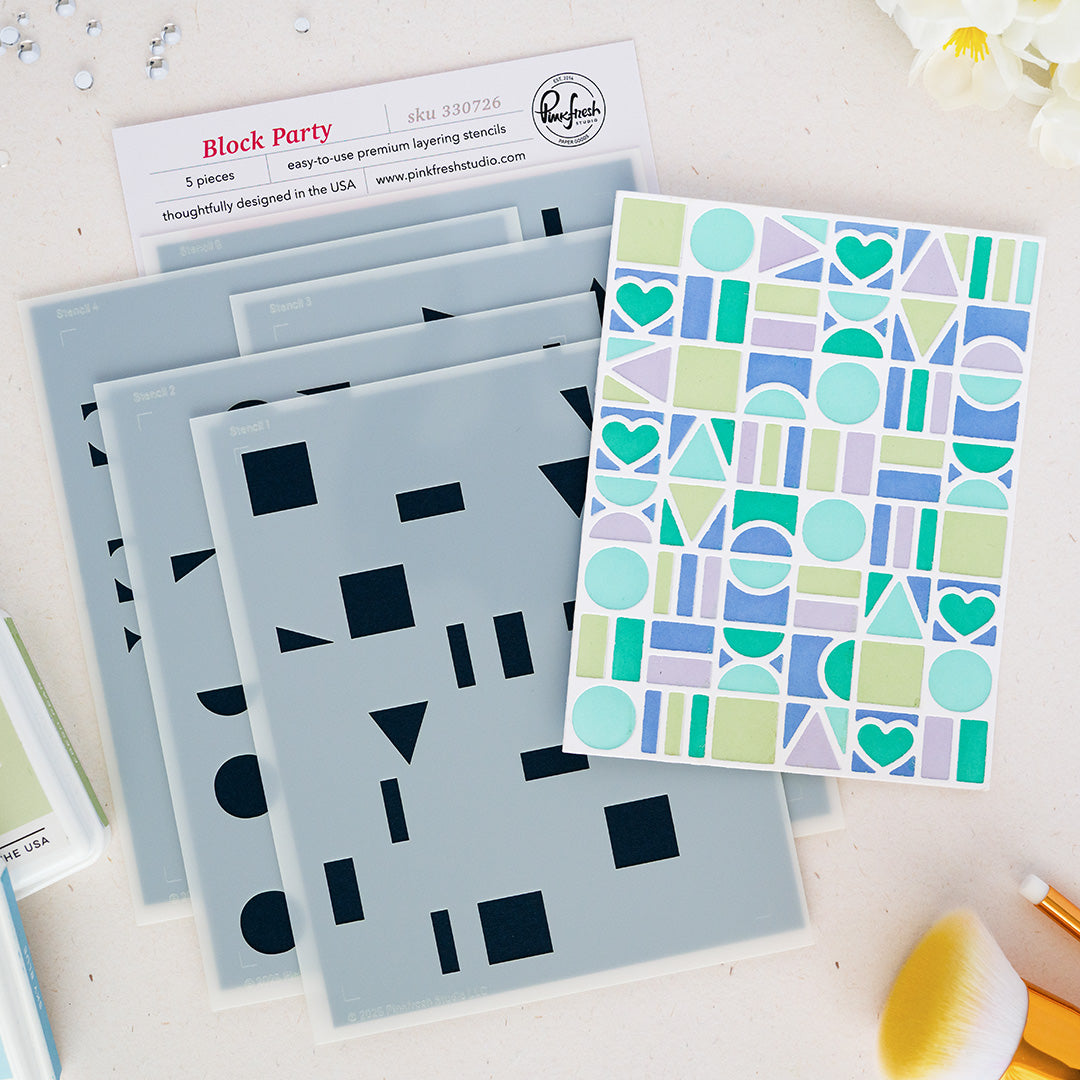 Pinkfresh Studio Block Party Stencils 330726