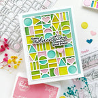 Pinkfresh Studio Block Party Stencils 330726 Raquel Every Adventure needs a good friend card