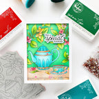 Pinkfresh Studio Bloom And Brew Cling Stamp 306525 Isha Gupta Shaker Card