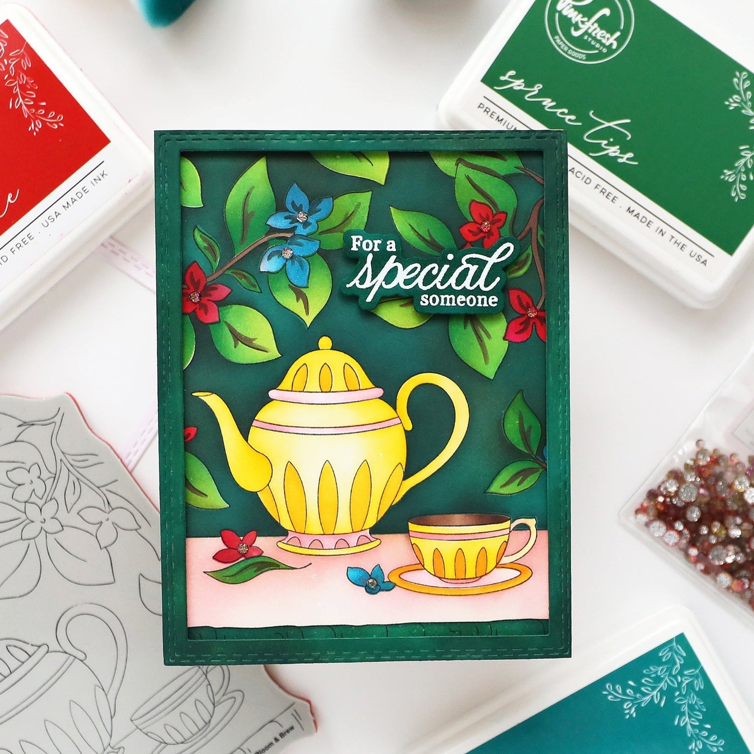 Pinkfresh Studio Bloom And Brew Press Plate 306725 Isha For a special someone