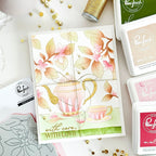 Pinkfresh Studio Bloom And Brew Stencils 306625 Karin with care with love card