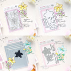 Pinkfresh Studio Bloom And Buds Clear Stamps Dies Stencils And Press Plates Bundle