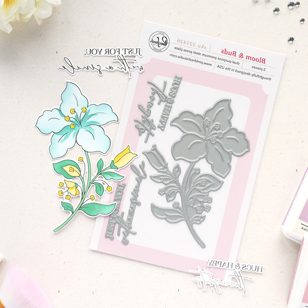 Pinkfresh Studio Bloom And Buds Press Plates 325426 Positive Sentiments