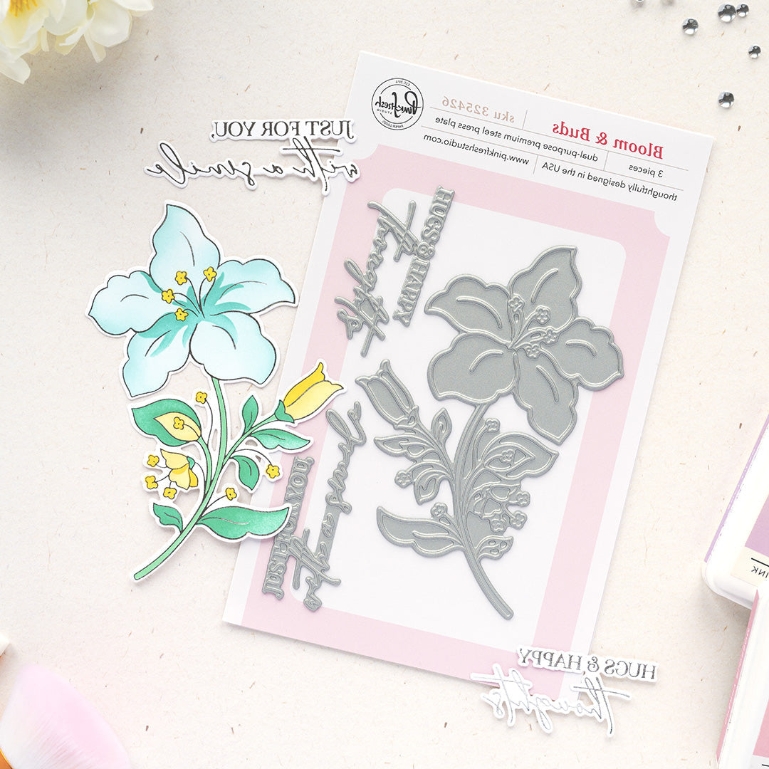 Pinkfresh Studio Bloom And Buds Press Plates 325426 Positive Sentiments
