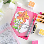Pinkfresh Studio Bloom And Buds Stencils 325326 Hugs And Happy Thoughts Card