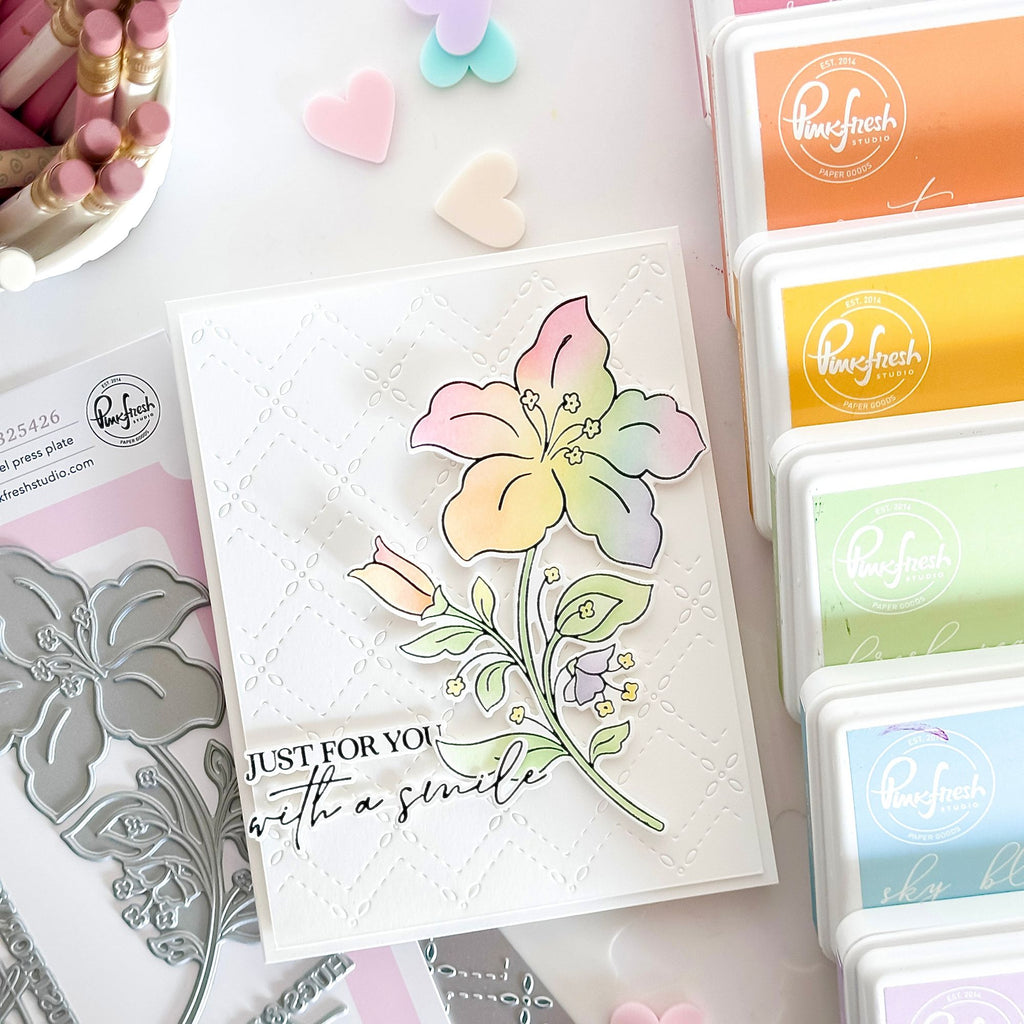Pinkfresh Studio Bloom And Buds Stencils 325326 Just For You Card