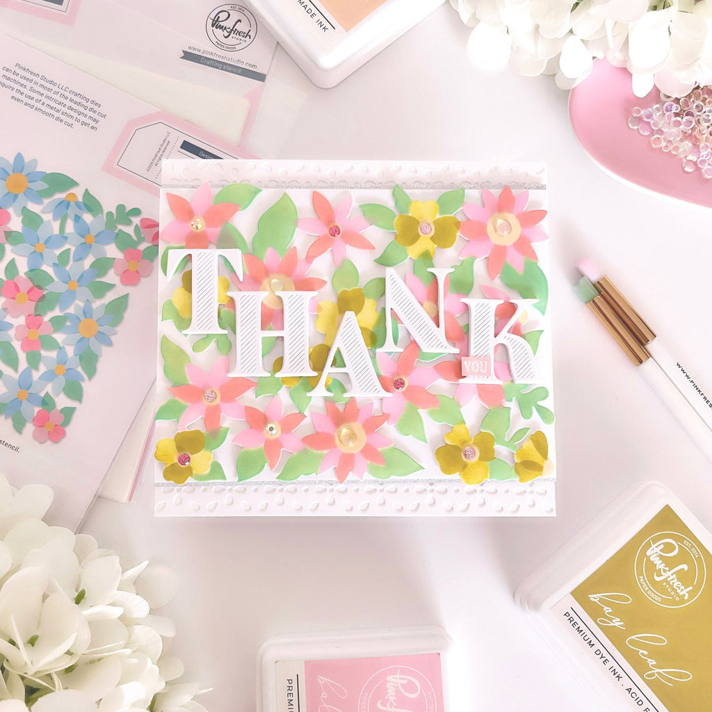 Pinkfresh Studio Bloom Burst Die 299825 Thank You Card