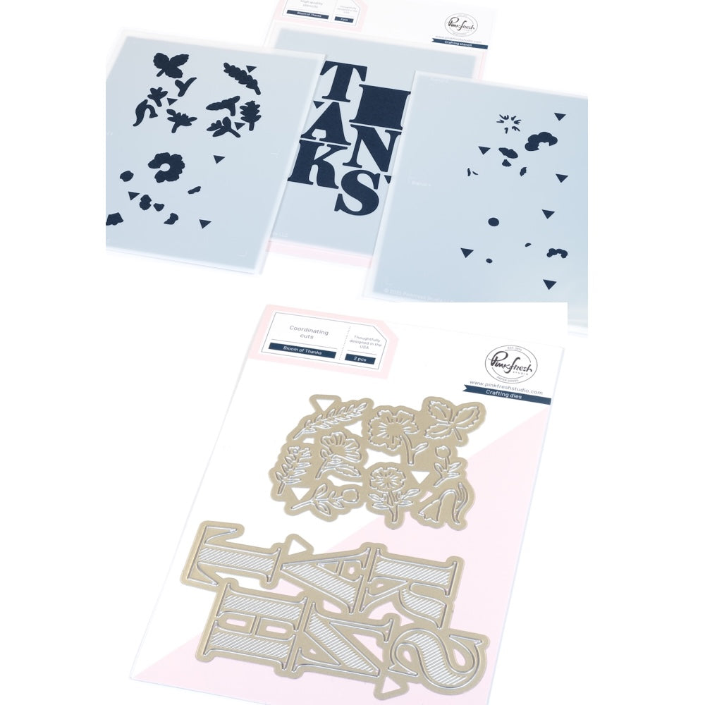 Pinkfresh Studio Bloom Of Thanks Dies And Stencils Bundle